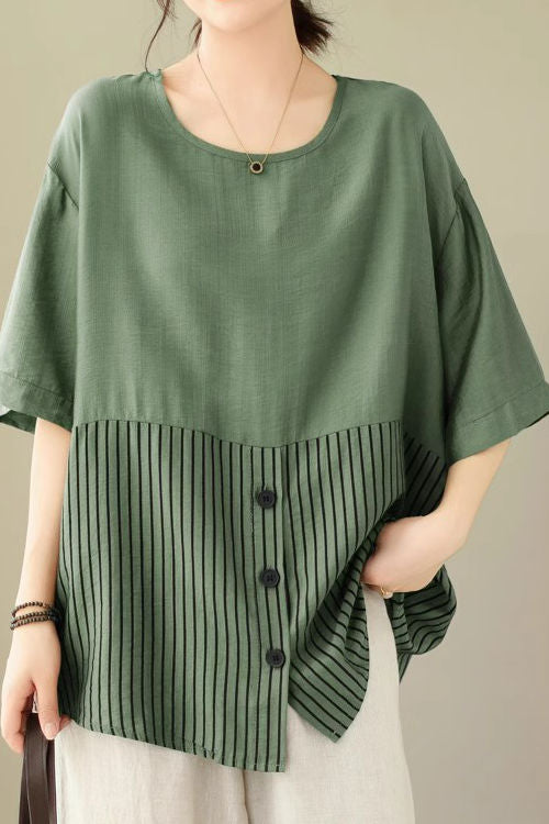 Künstlerisches Patchwork Kurzarm T-Shirt