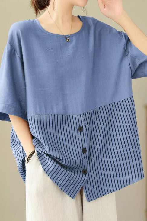 Künstlerisches Patchwork Kurzarm T-Shirt