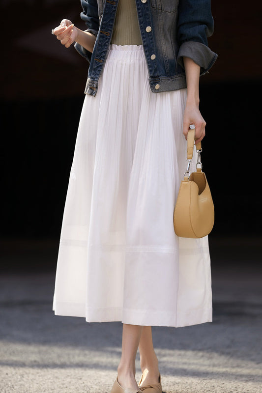 Rüschensaum einfarbiger Faltenrock