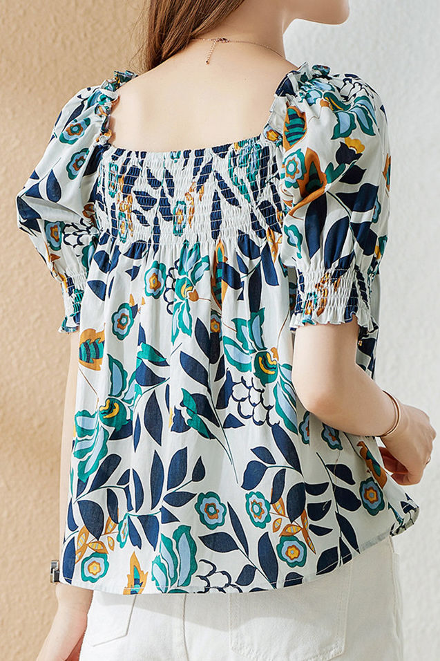 Pullover mit quadratischem Ausschnitt und Puffärmeln aus Kabelstrick