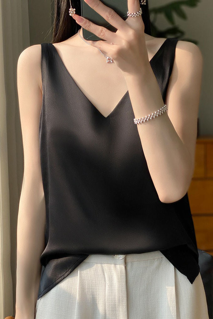 Doppelträger V-Ausschnitt Tanktop