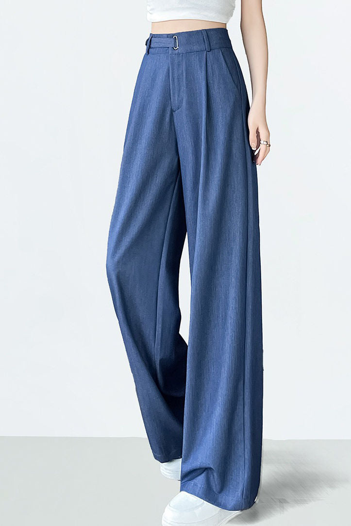 Hoch taillierte, lockere, weiche Denim-Hosen mit weitem Bein