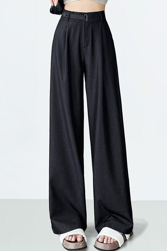 Hoch taillierte, lockere, weiche Denim-Hosen mit weitem Bein