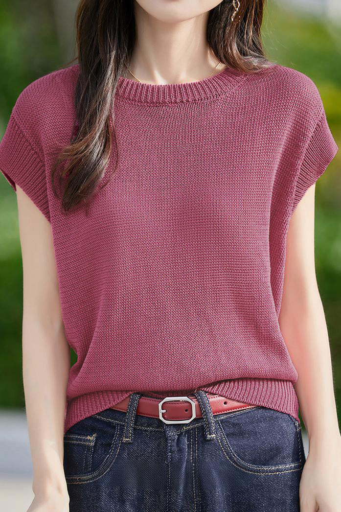 Lässiges Strickoberteil mit schwingenden Ärmeln