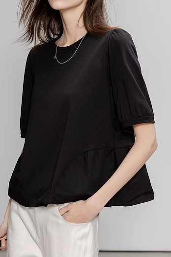 Französisch-Stil vielseitiges Kurzarm-T-Shirt