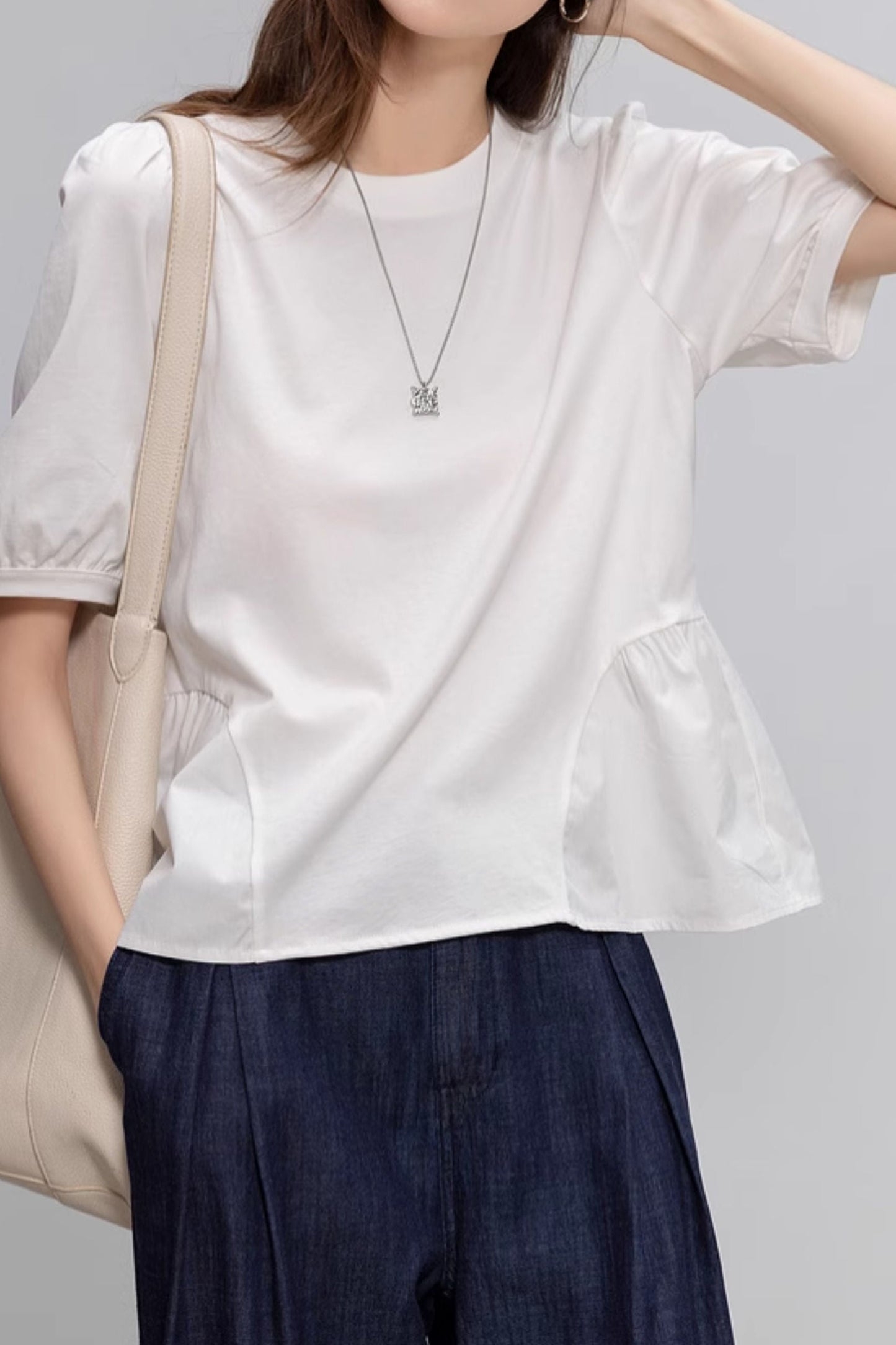 Französisch-Stil vielseitiges Kurzarm-T-Shirt