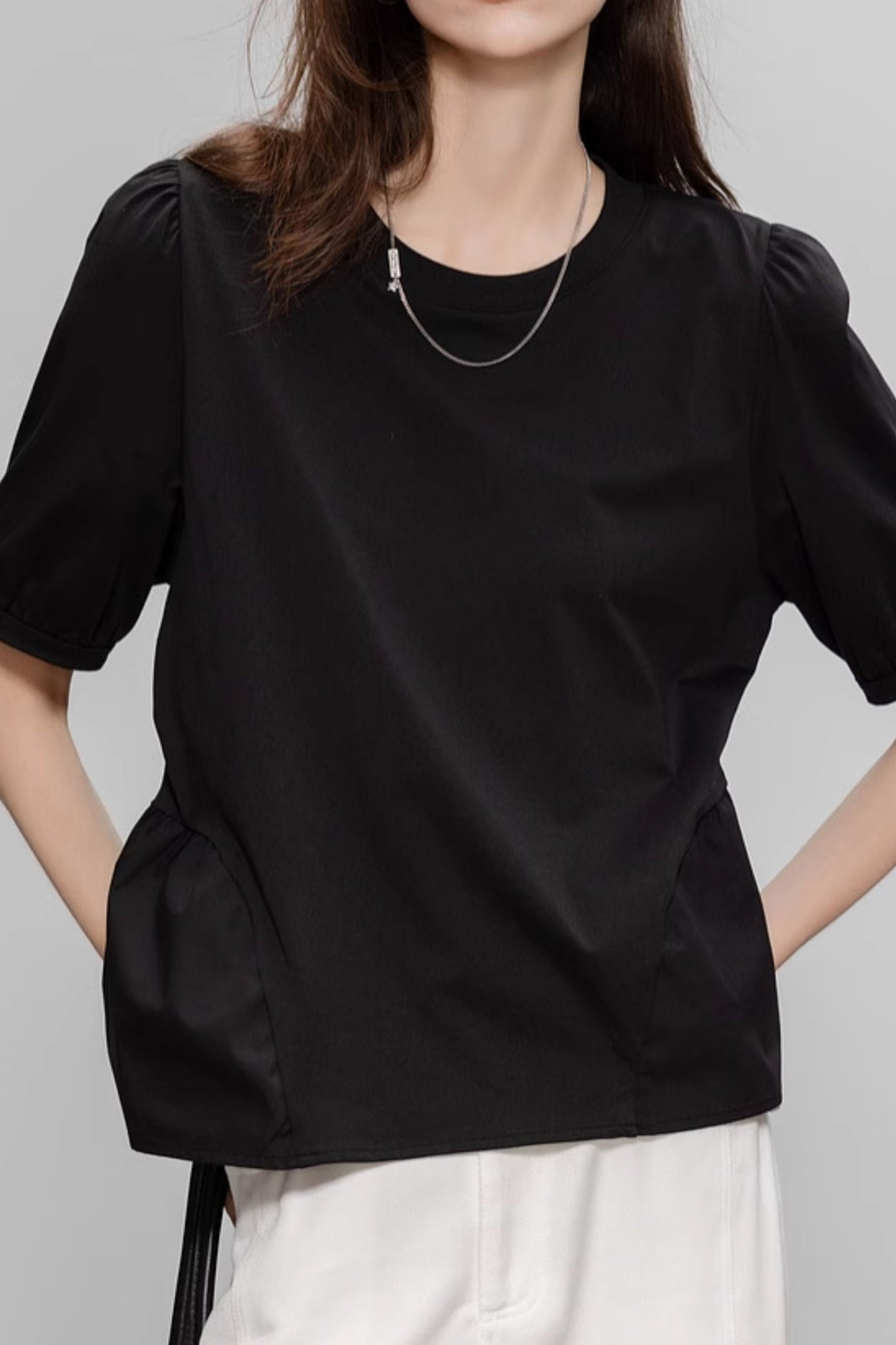 Französisch-Stil vielseitiges Kurzarm-T-Shirt