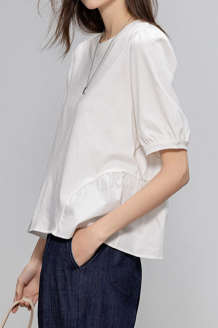 Französisch-Stil vielseitiges Kurzarm-T-Shirt