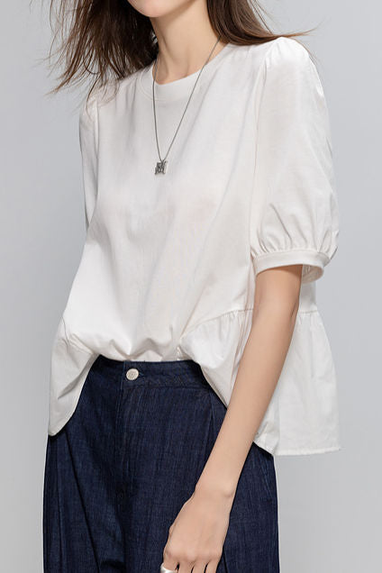 Französisch-Stil vielseitiges Kurzarm-T-Shirt