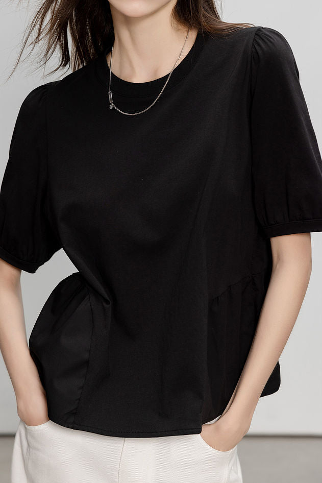 Französisch-Stil vielseitiges Kurzarm-T-Shirt