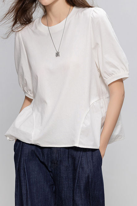 Französisch-Stil vielseitiges Kurzarm-T-Shirt