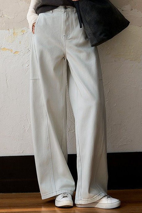 Modische lässige hochtaillierte Jeans mit weitem Bein