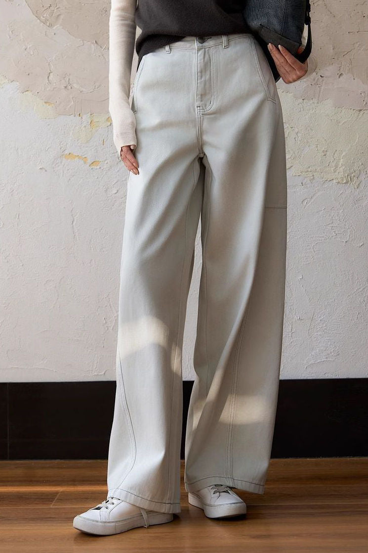 Modische lässige hochtaillierte Jeans mit weitem Bein