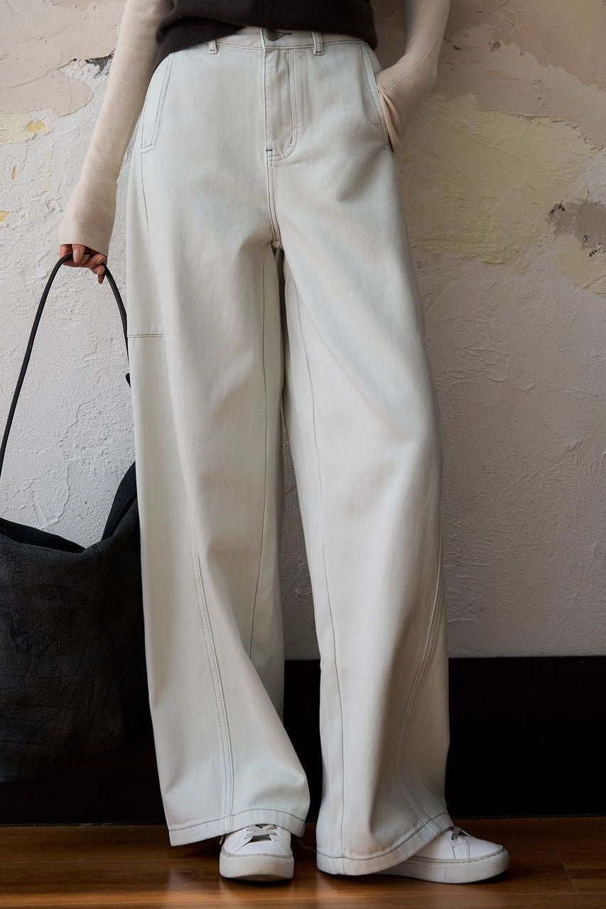 Modische lässige hochtaillierte Jeans mit weitem Bein