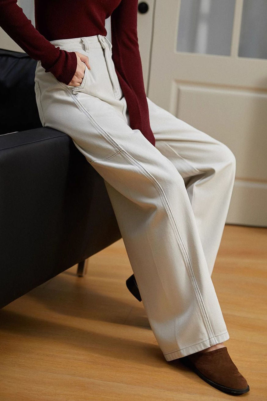 Modische lässige hochtaillierte Jeans mit weitem Bein