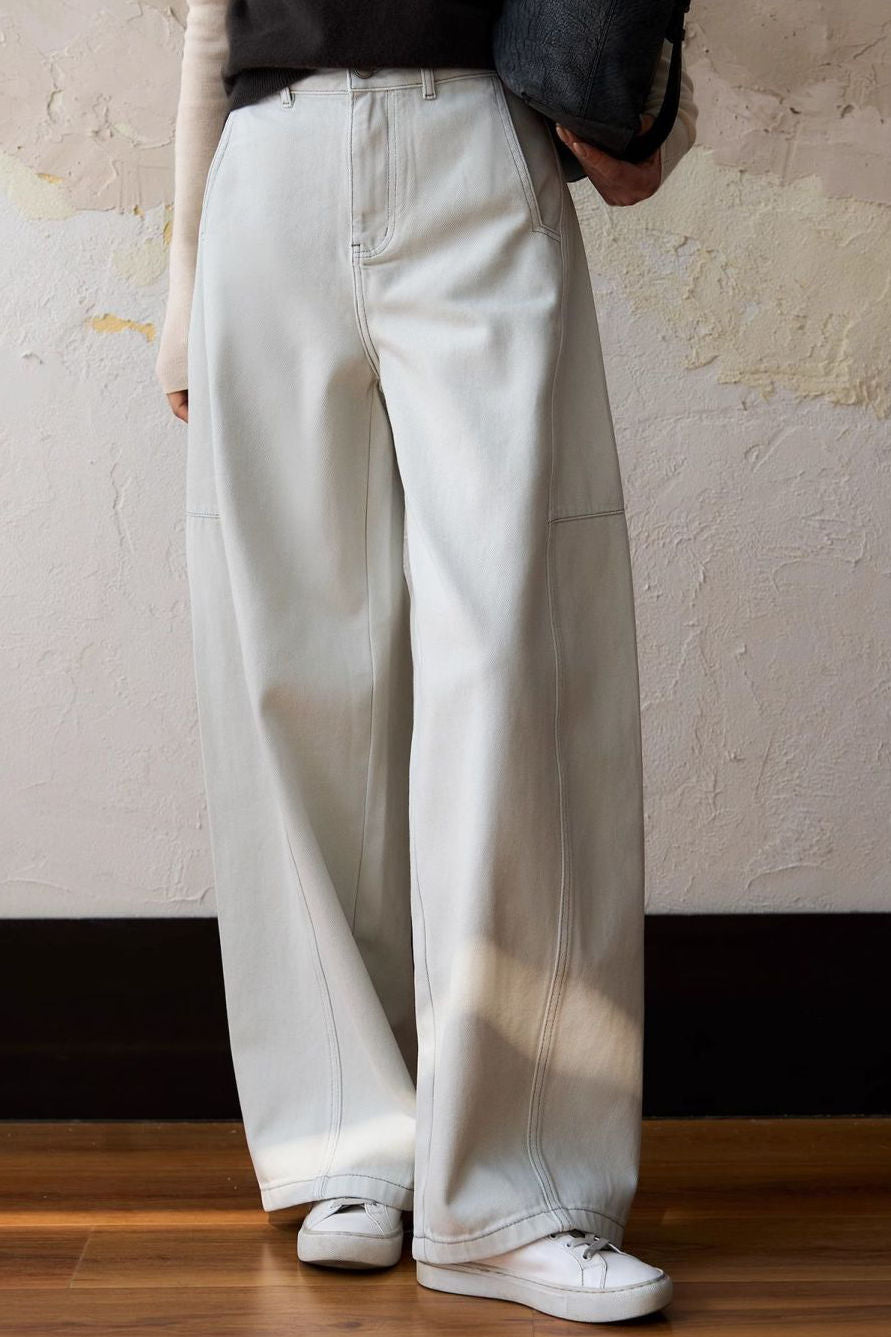 Modische lässige hochtaillierte Jeans mit weitem Bein