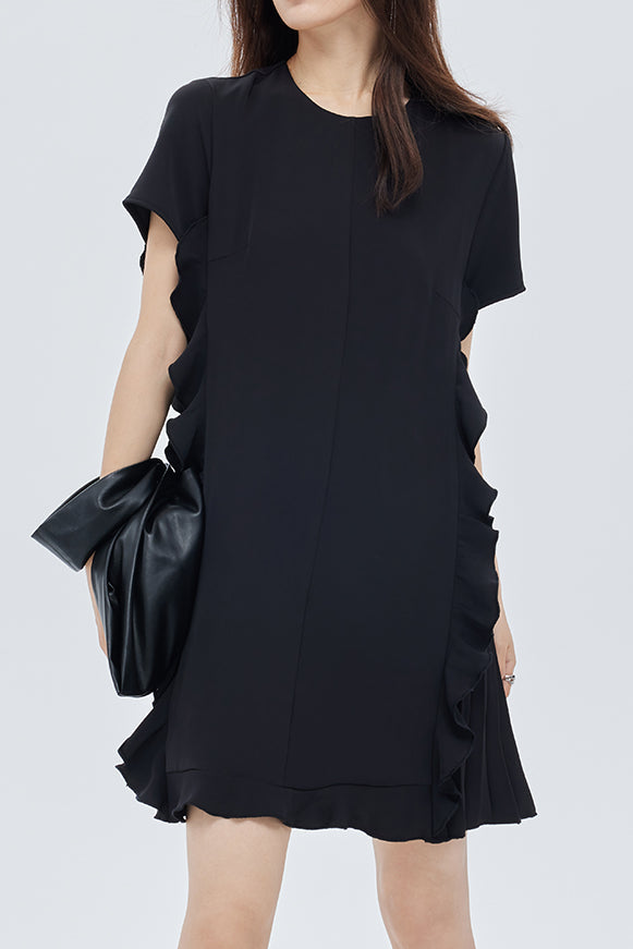 Patchwork-Rüschenshirt mit Faltenrock