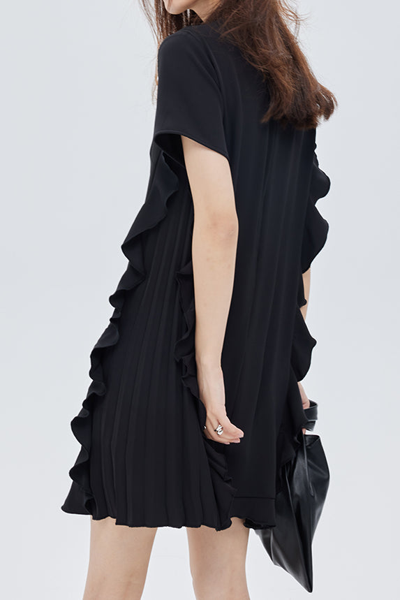 Patchwork-Rüschenshirt mit Faltenrock