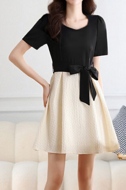 Elegantes Farbblock-Paneelkleid