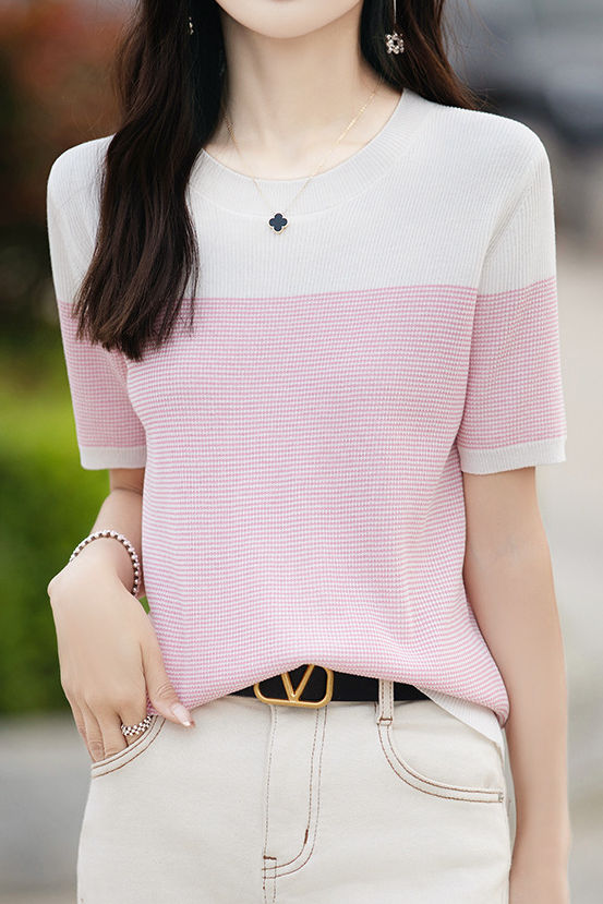 Lässiger Farbblock-Pinstripe-Strickpullover