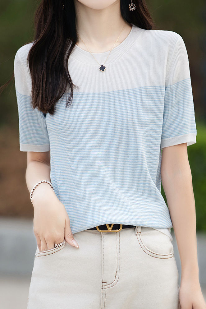 Lässiger Farbblock-Pinstripe-Strickpullover