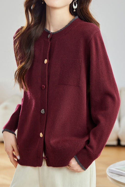 Minimalistischer stilvoller Farbblock-Strickcardigan