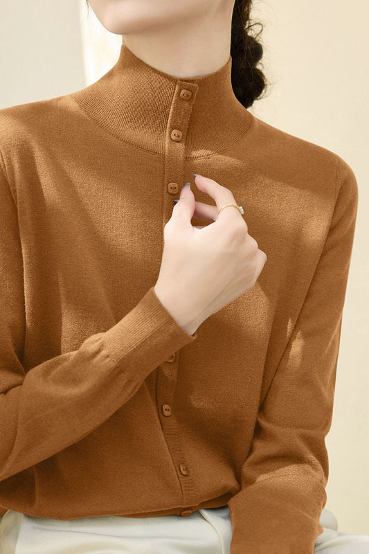 Halb-Hochkragen Knopfstricktop