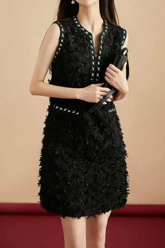 Exquisites und elegantes Fransen ärmelloses Weste-Kleid