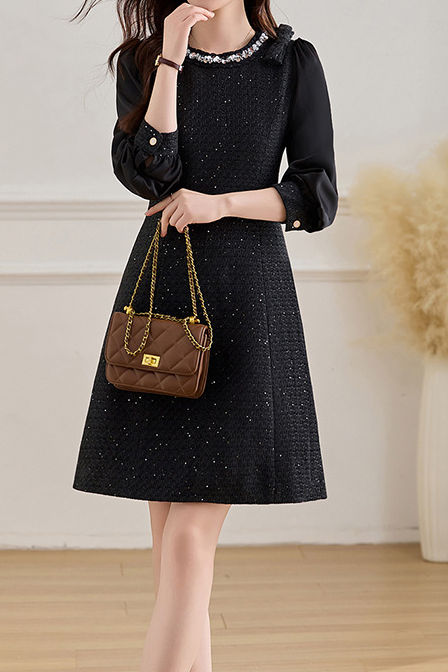Elegantes Temperament Patchwork Kleid