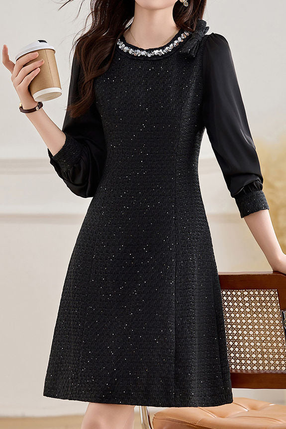 Elegantes Temperament Patchwork Kleid