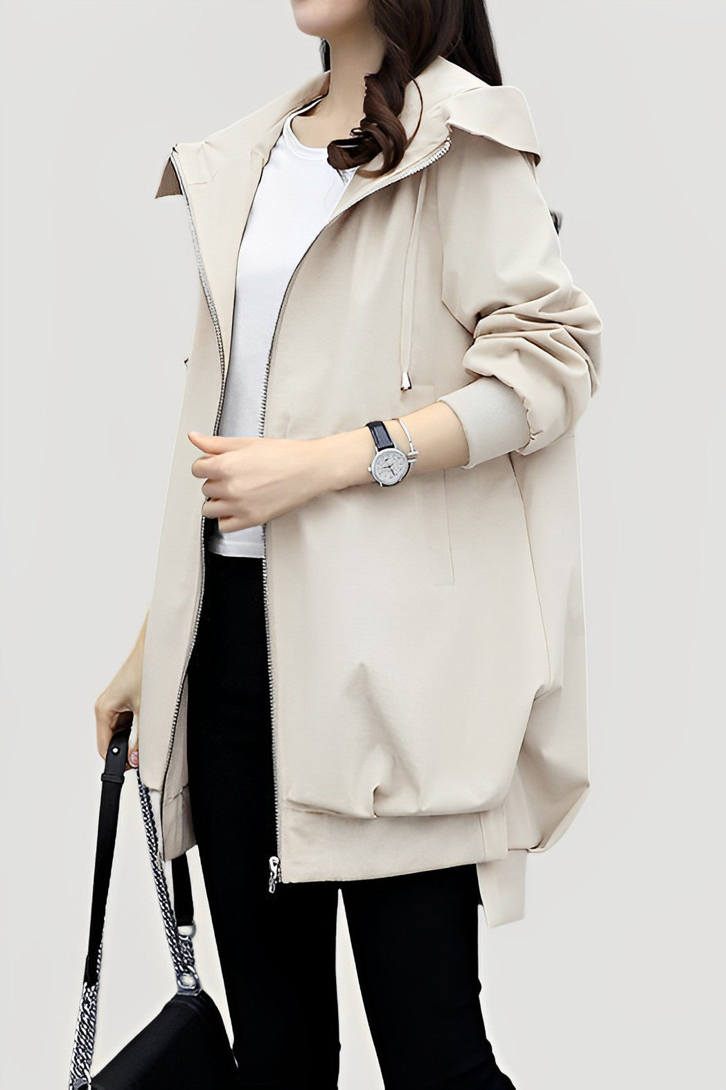 Lässiger vielseitiger Kapuzen-Trenchcoat