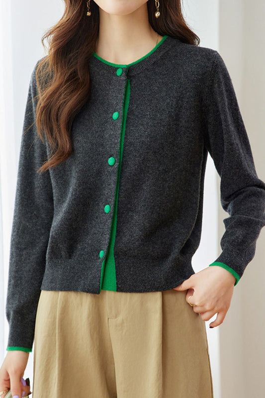 Lässiger Pendler Farbblock Strickcardigan