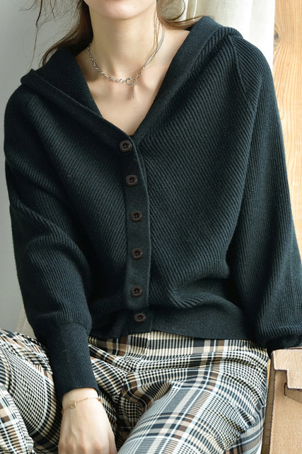 Lässiger Strickcardigan mit Batwing-Ärmeln und Kapuze