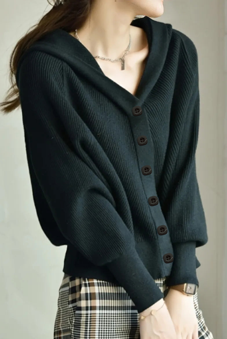 Lässiger Strickcardigan mit Batwing-Ärmeln und Kapuze