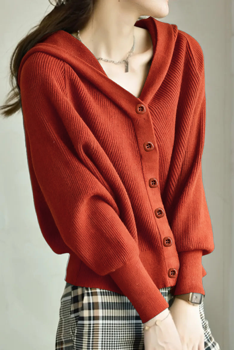 Lässiger Strickcardigan mit Batwing-Ärmeln und Kapuze