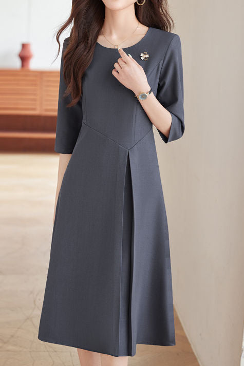 Einfach Elegantes Mid-Sleeve Faltenkleid
