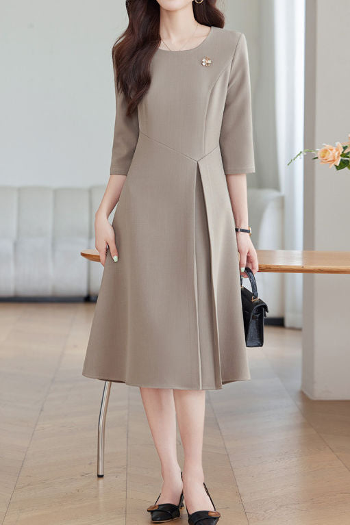 Einfach Elegantes Mid-Sleeve Faltenkleid