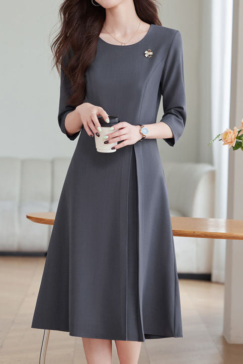 Einfach Elegantes Mid-Sleeve Faltenkleid