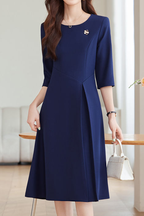 Einfach Elegantes Mid-Sleeve Faltenkleid