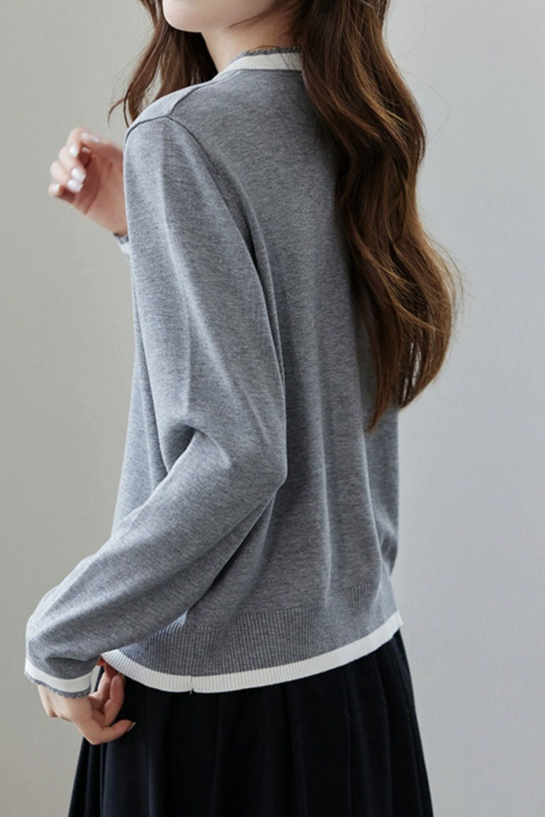 Lässiger Farbblock Strickcardigan