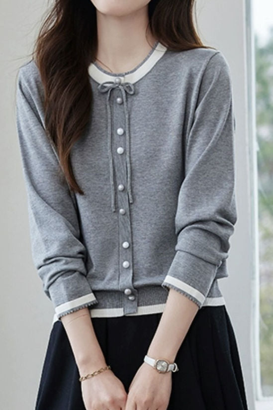 Lässiger Farbblock Strickcardigan