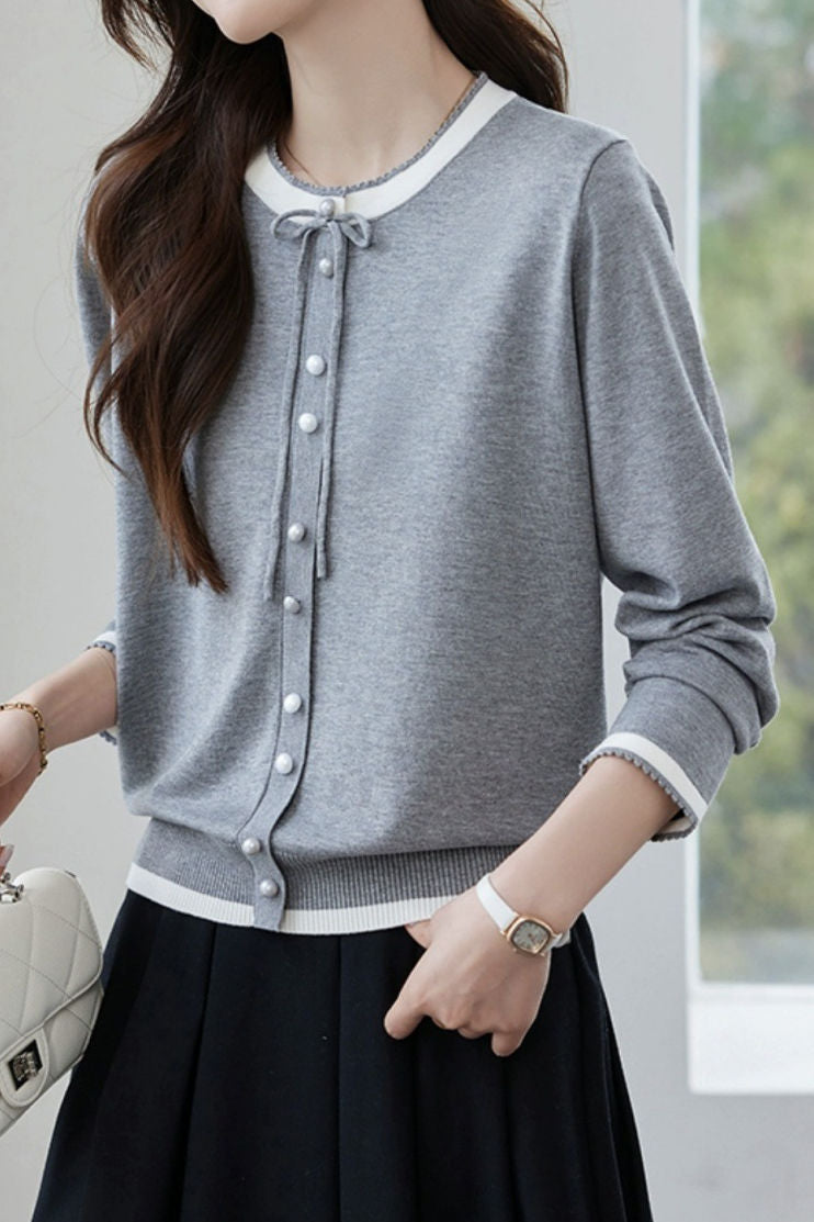 Lässiger Farbblock Strickcardigan