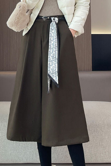 Büro Vielseitige Hochtaillierte Cropped Weite Hosen aus Wollmischung