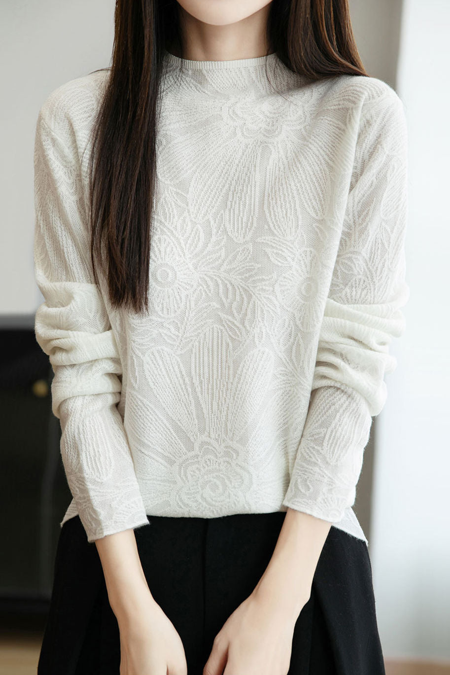 Elegante Temperament Jacquard Strickunterwäsche