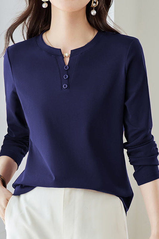 Lässiges vielseitiges Langarm-T-Shirt mit regulären Schultern