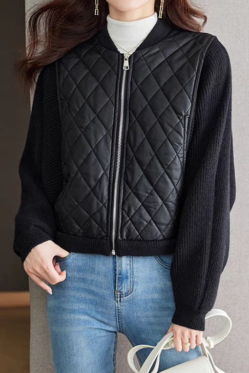 Lässiger vielseitiger Stehkragen-Blockfarben Batwing-Ärmel Kurzmantel