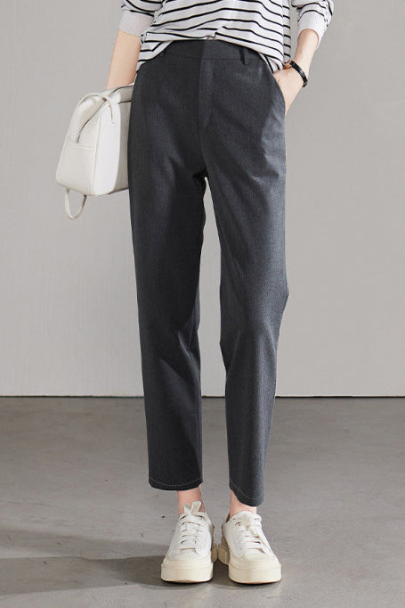 Lässige Pendler Minimalistische Gerade Schnitt Cropped Anzughose