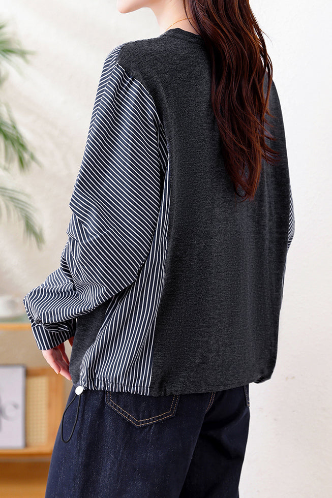 Lässiges Fake-Zwei-Teile Paneel gestreiftes Hemd