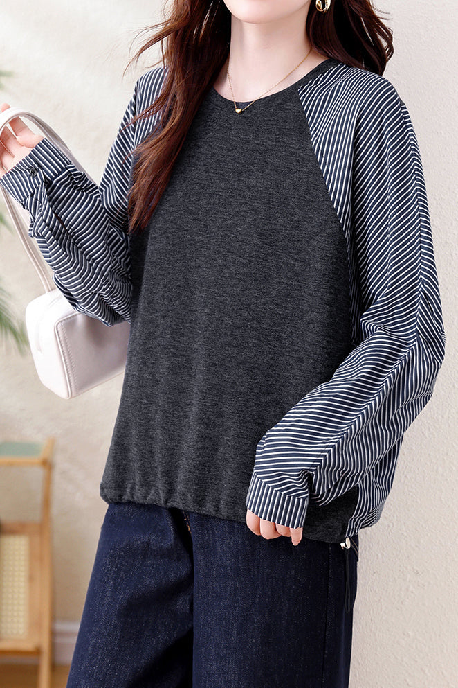 Lässiges Fake-Zwei-Teile Paneel gestreiftes Hemd