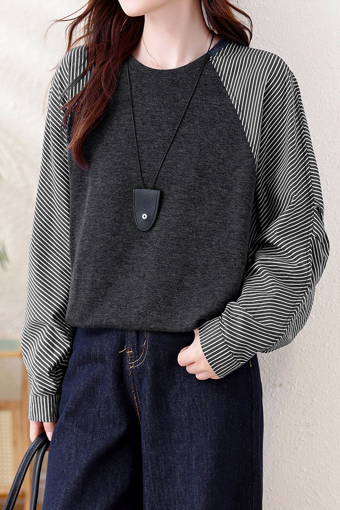 Lässiges Fake-Zwei-Teile Paneel gestreiftes Hemd